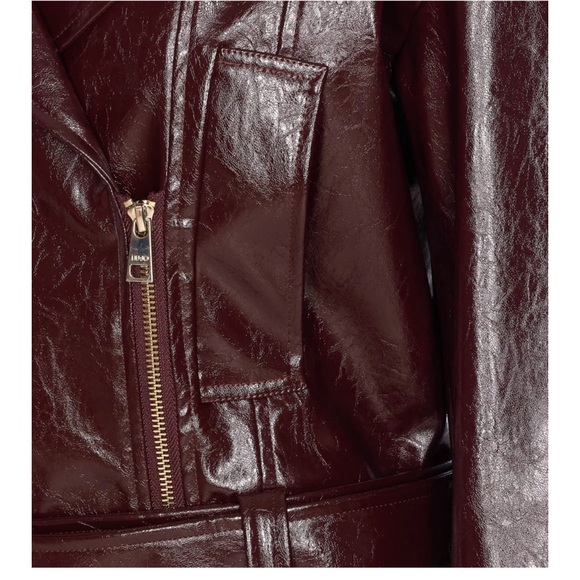 Women's Burgundy Leather Jacket - Picture 3 of 6